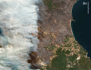 تصویر ماهواره‌ای از آتش سوزی در یونان
